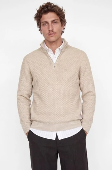 Блуза с цип JJBLAKE KNIT HALF ZIP Moonbeam