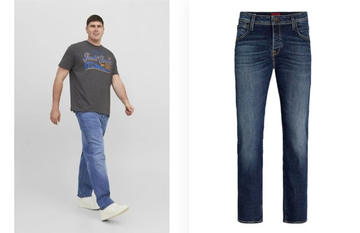 Мъже които носят дънки Tapered Fit